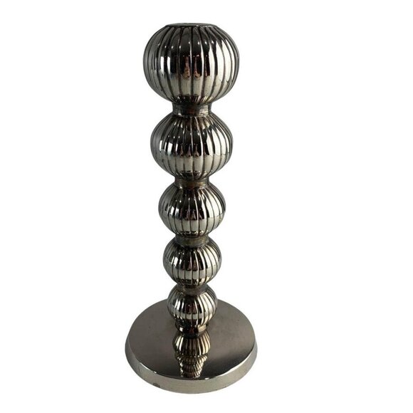 IHI Solid Brass Silver Toned Candlestick - Picture 1 of 6